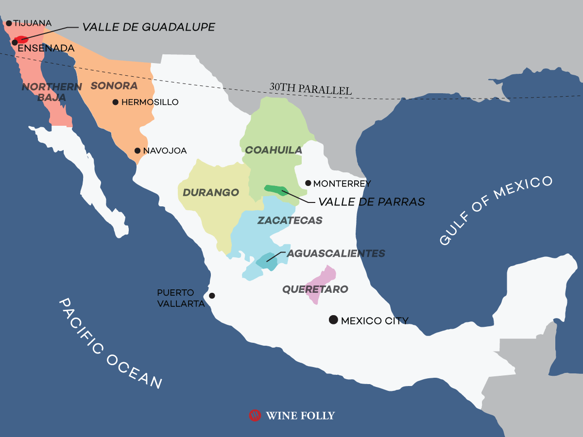 map of mexican wine regions