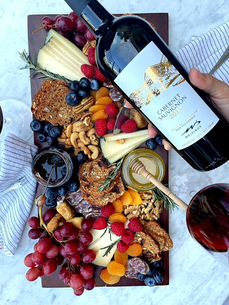 Cheeseboard with bottle md cabernet