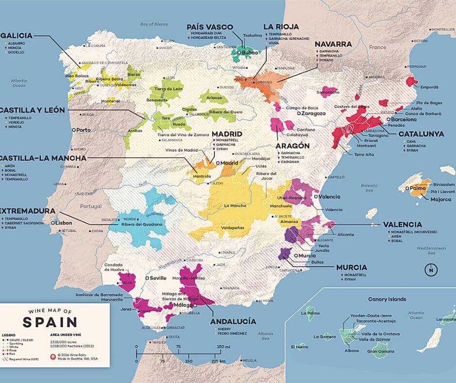 Wine Folly Map of Spanish Wine Regions
